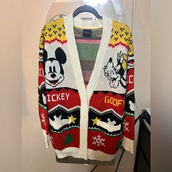Disney x Forever 21 Multicolor Christmas Mickey and Friends Cardigan - Picture 2 of 4